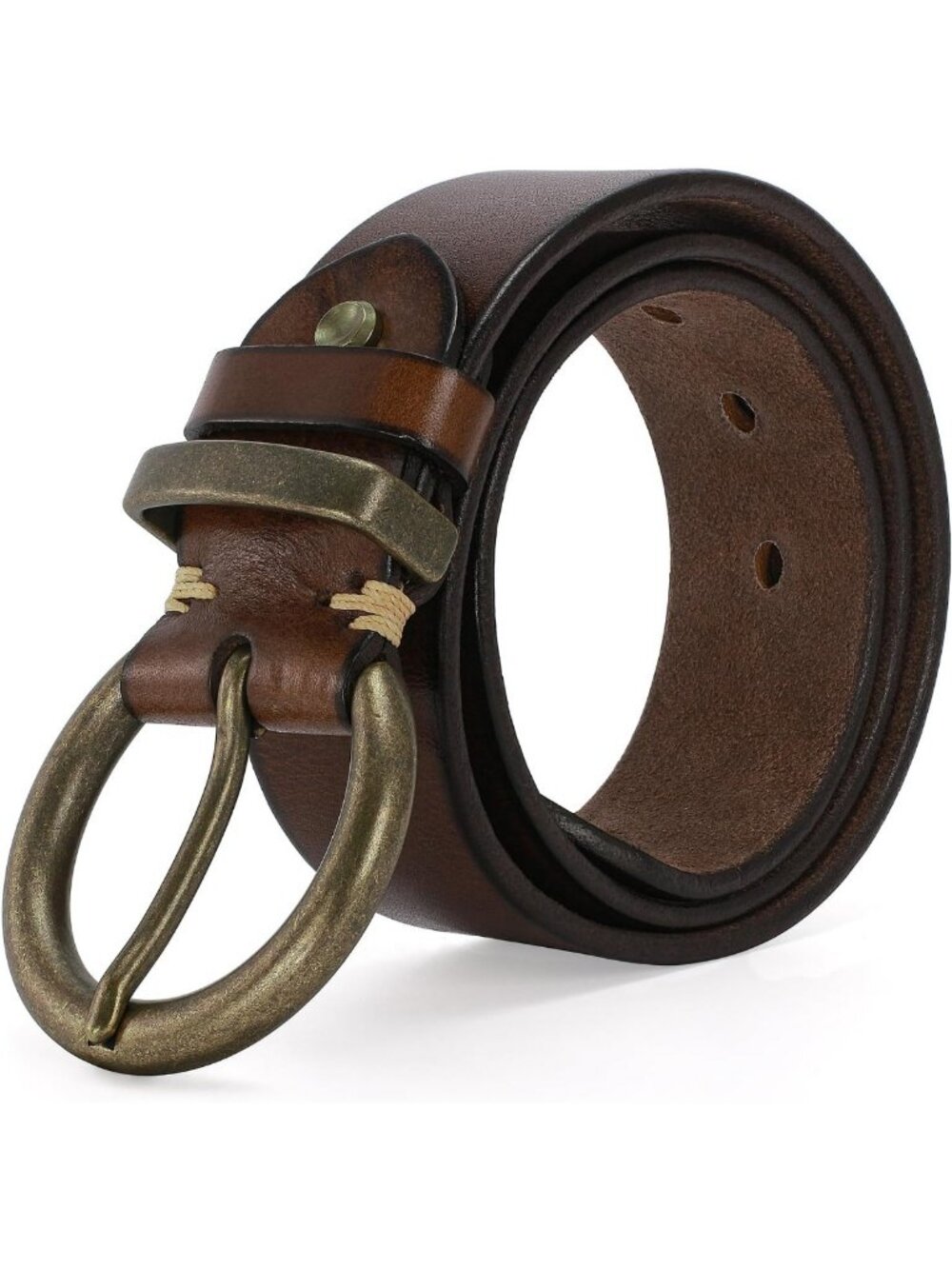 Trendy Vintage Women's 1.5" Leather Belt with Large Buckle - Stylish Accessory